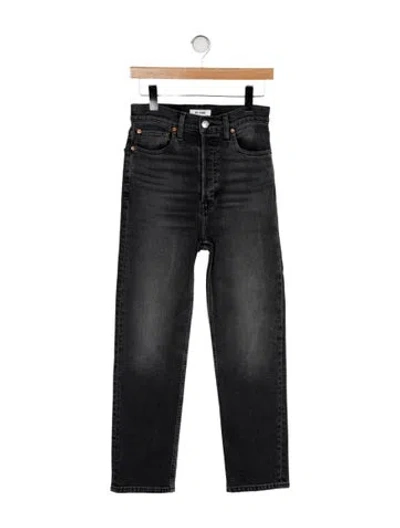 Pre-owned Re/done High-rise Straight Leg Jeans In Gray