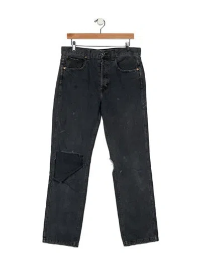 Pre-owned Re/done High-rise Straight Leg Jeans In Gray