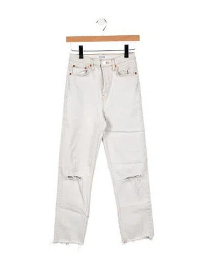 Pre-owned Re/done High-rise Straight Leg Jeans In Gray
