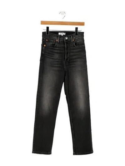 Pre-owned Re/done High-rise Straight Leg Jeans In Gray