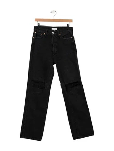 Pre-owned Re/done High-rise Straight Leg Jeans In Gray