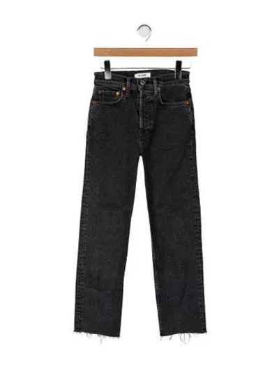 Pre-owned Re/done High-rise Straight Leg Jeans In Gray