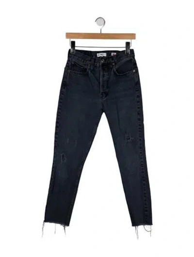 Pre-owned Re/done High-rise Straight Leg Jeans In Gray