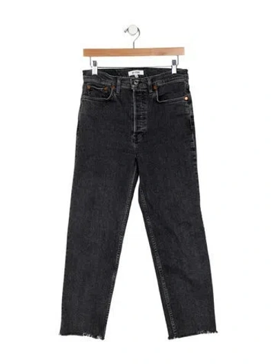 Pre-owned Re/done High-rise Straight Leg Jeans In Gray