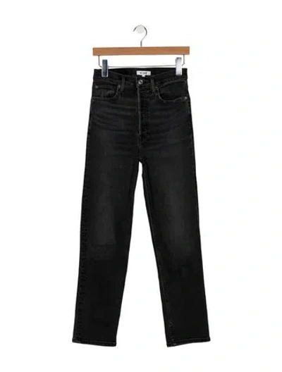 Pre-owned Re/done High-rise Straight Leg Jeans In Gray
