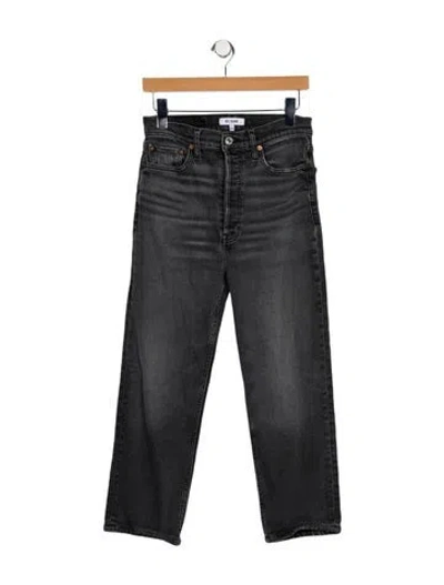 Pre-owned Re/done High-rise Straight Leg Jeans In Gray