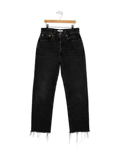 Pre-owned Re/done High-rise Straight Leg Jeans In Gray