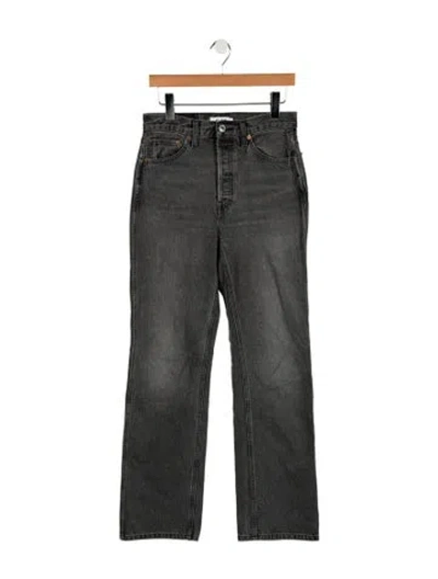 Pre-owned Re/done High-rise Straight Leg Jeans In Gray