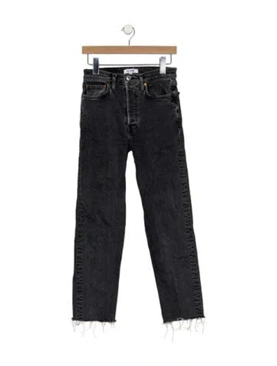 Pre-owned Re/done High-rise Straight Leg Jeans In Gray