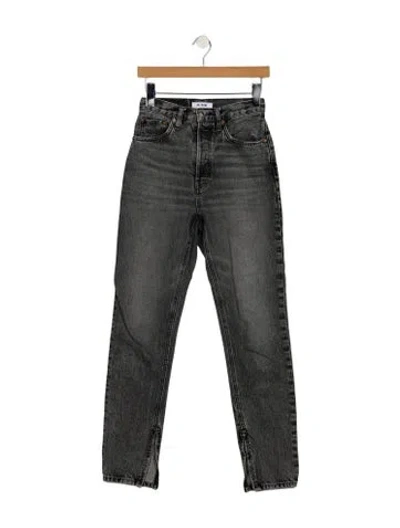 Pre-owned Re/done High-rise Straight Leg Jeans In Gray