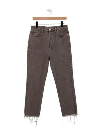 Pre-owned Re/done High-rise Straight Leg Jeans In Gray
