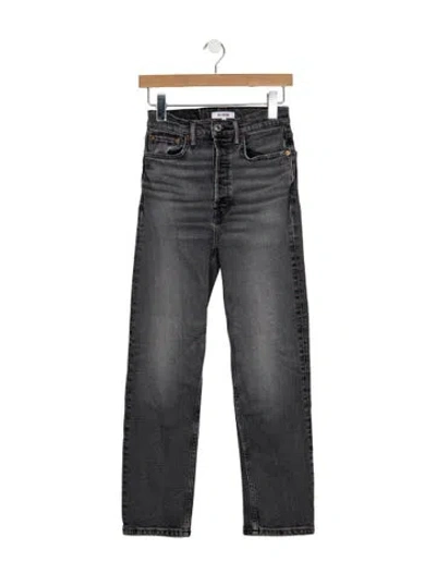 Pre-owned Re/done High-rise Straight Leg Jeans In Gray
