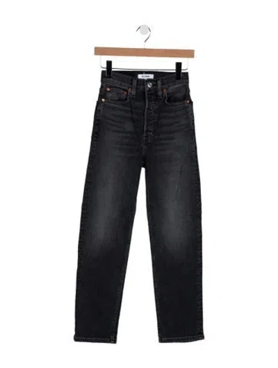 Pre-owned Re/done High-rise Straight Leg Jeans In Gray