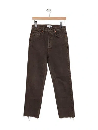 Pre-owned Re/done High-rise Straight Leg Jeans In Gray