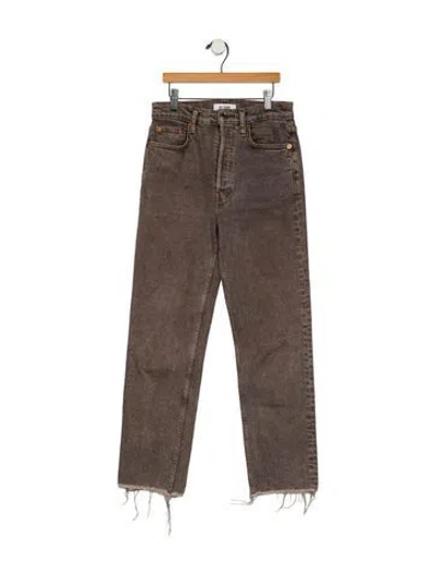 Pre-owned Re/done High-rise Straight Leg Jeans In Gray
