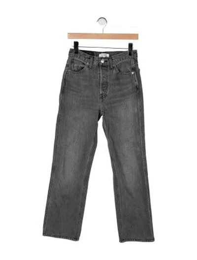 Pre-owned Re/done High-rise Straight Leg Jeans In Gray