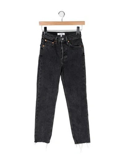 Pre-owned Re/done High-rise Straight Leg Jeans In Gray