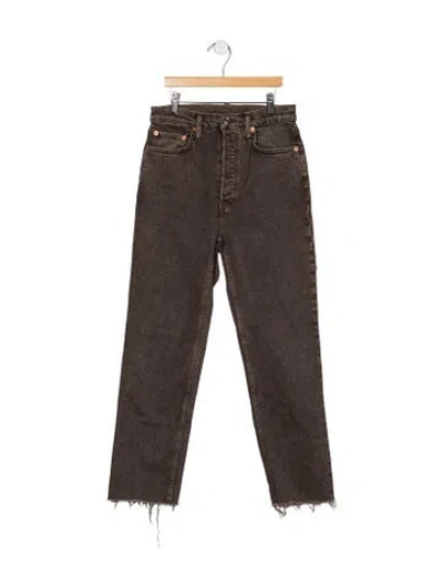 Pre-owned Re/done High-rise Straight Leg Jeans In Gray