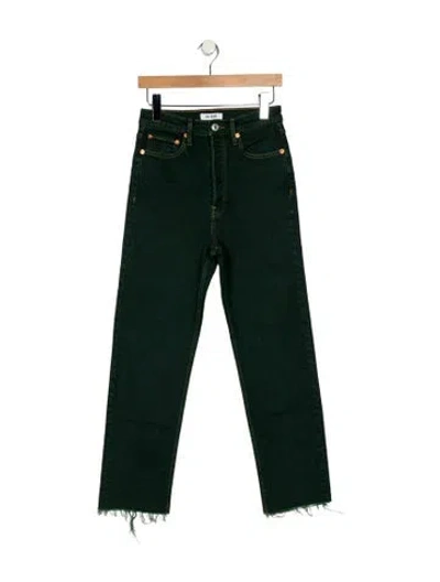 Pre-owned Re/done High-rise Straight Leg Jeans In Green