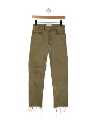 Pre-owned Re/done High-rise Straight Leg Jeans In Green