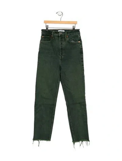 Pre-owned Re/done High-rise Straight Leg Jeans In Green