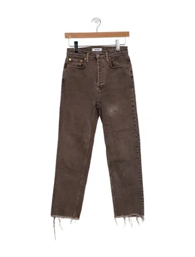 Pre-owned Re/done High-rise Straight Leg Jeans In Grey