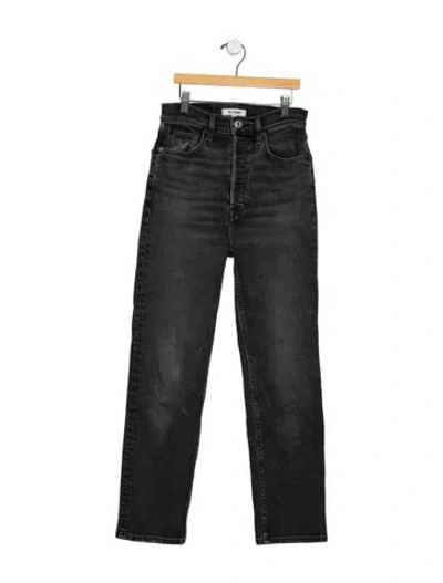 Pre-owned Re/done High-rise Straight Leg Jeans In Grey