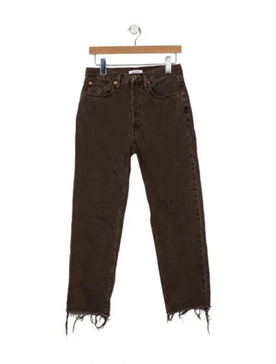 Pre-owned Re/done High-rise Straight Leg Jeans In Neutral
