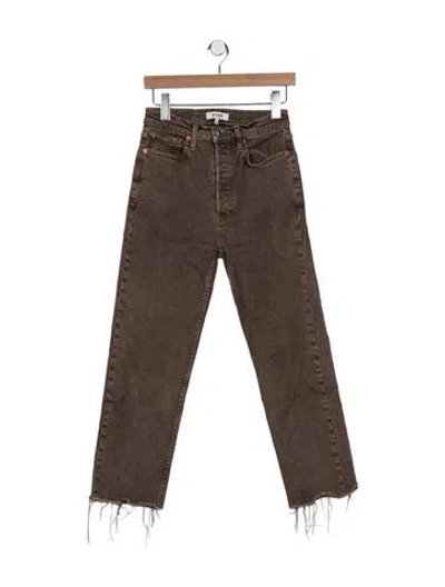 Pre-owned Re/done High-rise Straight Leg Jeans In Neutral