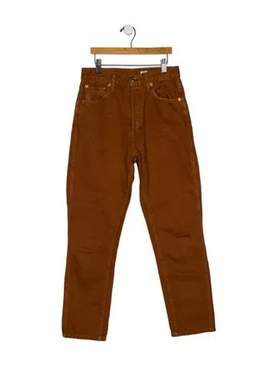 Pre-owned Re/done High-rise Straight Leg Jeans In Neutral
