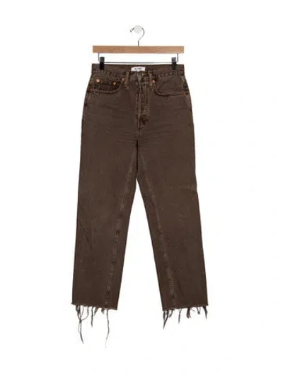Pre-owned Re/done High-rise Straight Leg Jeans In Neutral