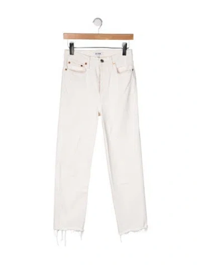Pre-owned Re/done High-rise Straight Leg Jeans In Neutrals