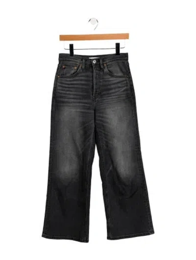 Pre-owned Re/done High-rise Wide Leg Jeans In Black