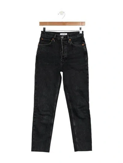 Pre-owned Re/done High-rise Wide Leg Jeans In Black