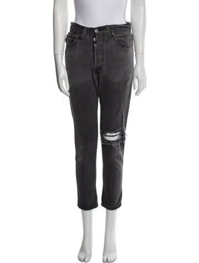 Pre-owned Re/done High-rise Wide Leg Jeans In Black