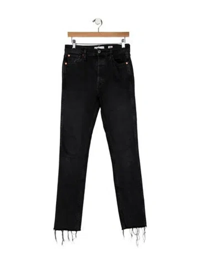 Pre-owned Re/done High-rise Wide Leg Jeans In Black