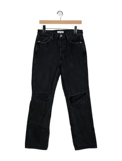 Pre-owned Re/done High-rise Wide Leg Jeans In Black