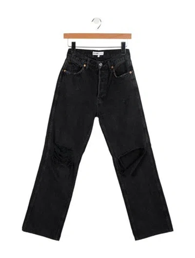 Pre-owned Re/done High-rise Wide Leg Jeans In Black