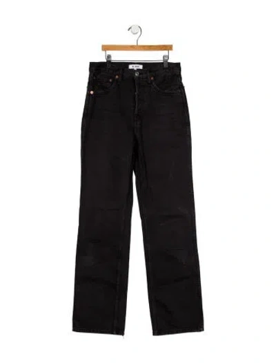 Pre-owned Re/done High-rise Wide Leg Jeans In Black