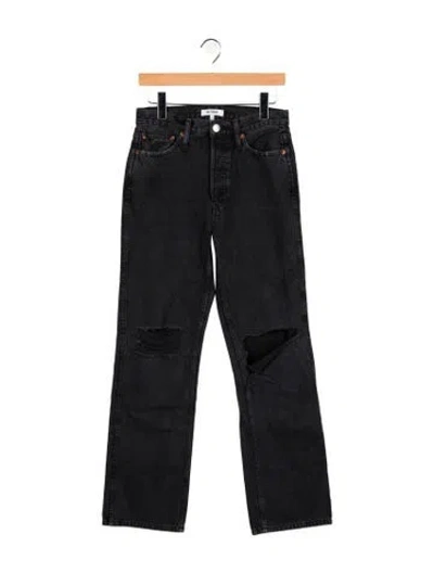 Pre-owned Re/done High-rise Wide Leg Jeans In Black