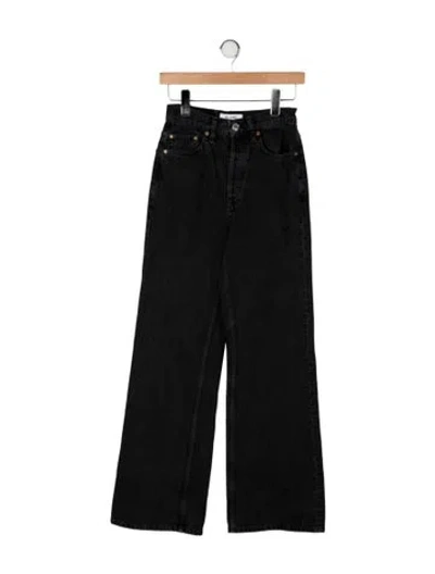 Pre-owned Re/done High-rise Wide Leg Jeans In Black