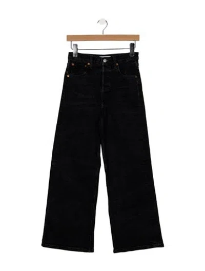 Pre-owned Re/done High-rise Wide Leg Jeans In Black