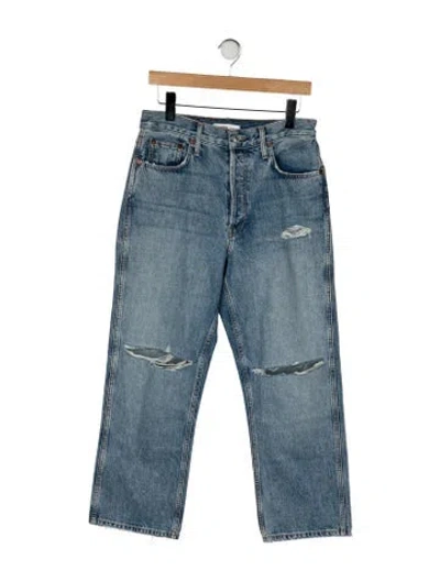 Pre-owned Re/done High-rise Wide Leg Jeans In Blue