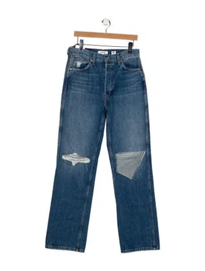 Pre-owned Re/done High-rise Wide Leg Jeans In Blue