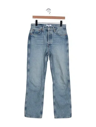 Pre-owned Re/done High-rise Wide Leg Jeans In Blue