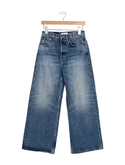 Pre-owned Re/done High-rise Wide Leg Jeans In Blue