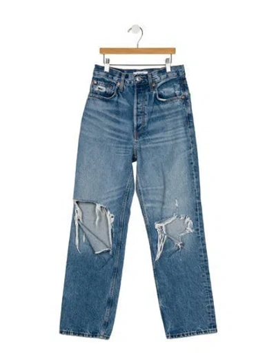 Pre-owned Re/done High-rise Wide Leg Jeans In Blue
