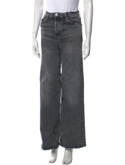 Pre-owned Re/done High-rise Wide Leg Jeans In Gray