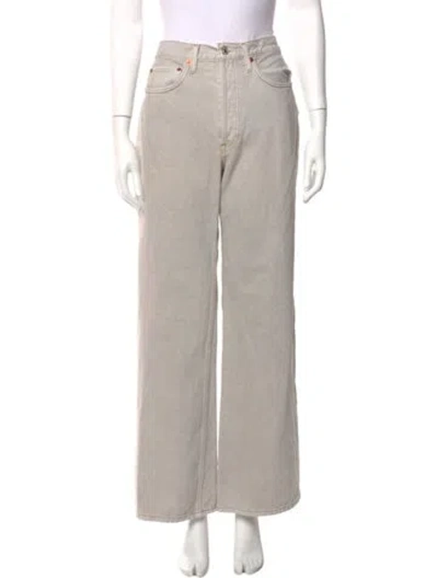 Pre-owned Re/done High-rise Wide Leg Jeans In Neutral