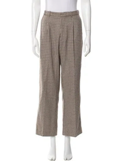 Pre-owned Re/done Houndstooth Print Wide Leg Pants In Brown